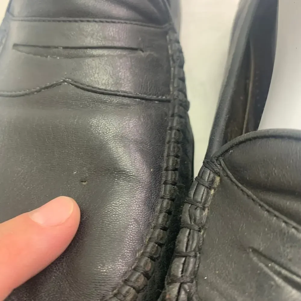Bragano Mens 8.5 Loafers Black Leather Shoes Made In Italy Comfort Dress Penny